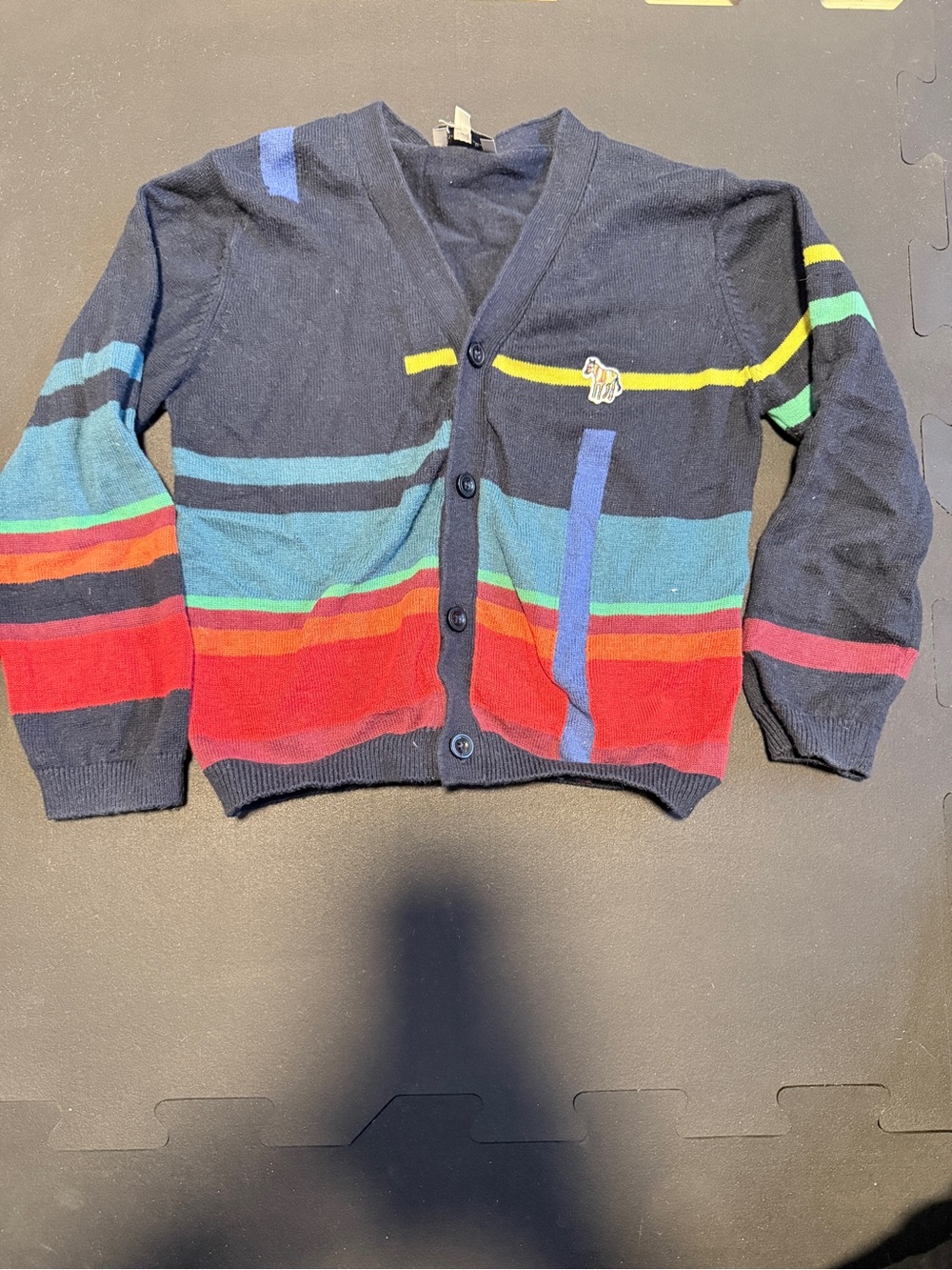 Paul Smith Navy Cardigan with Multicolor Stripes